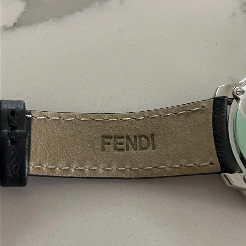 Fendi Monochrome Watch with Logo Detail and Black Leather Strap (36mm) - Picture 6 of 12